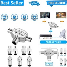 Digital Signal Antenna Splitter, 2 Way 1 Female to 2 Male TV Aerial Coax Spli...