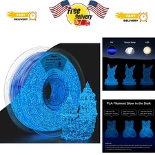 Shiny Firefly Blue 1.75mm Glow-in-the-DarkPLA Filament - Smooth Printing Quality