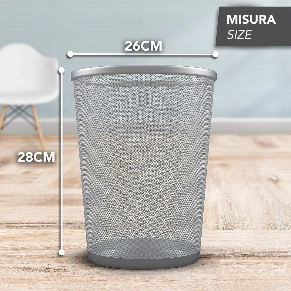 IPEA Cestino per la Carta in Rete Metallica 26 X 23 cm Cestino Getta Carta - Immagine 3 di 4
