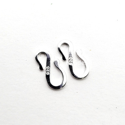 925 Sterling Silver S Hook Clasp 14x6mm 2pcs USA Made Delicate Jewelry Findings