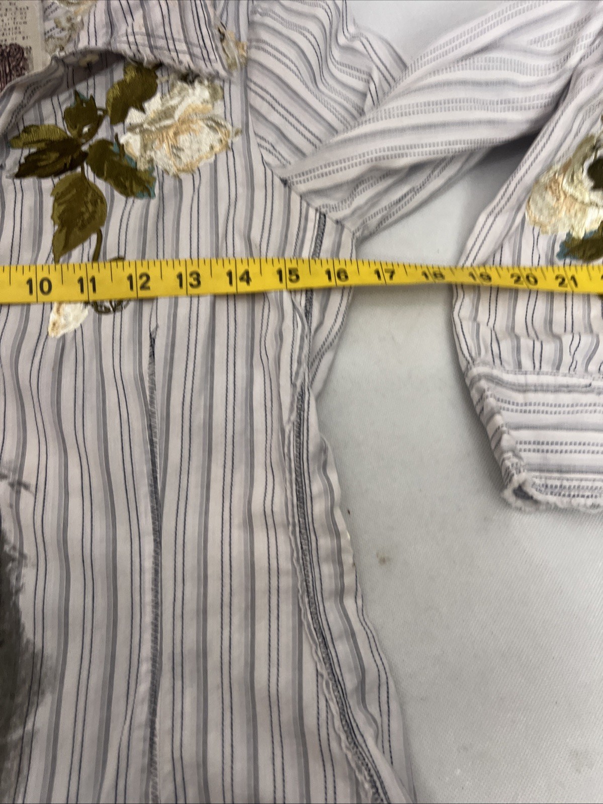 3J Workshop Johnny Was Button Down White Striped … - image 13