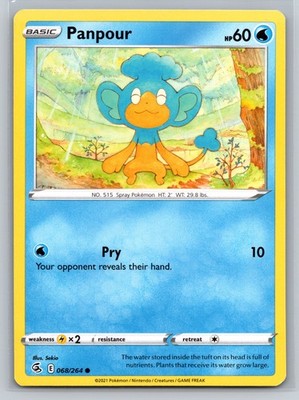 Panpour 068/264 Fusion Strike Basic Water Type Pokemon TCG Card Pry Collectible