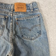 Vintage 90s Orange Tab Levis Kids Jeans Size 14 Light Straight Leg Distressed