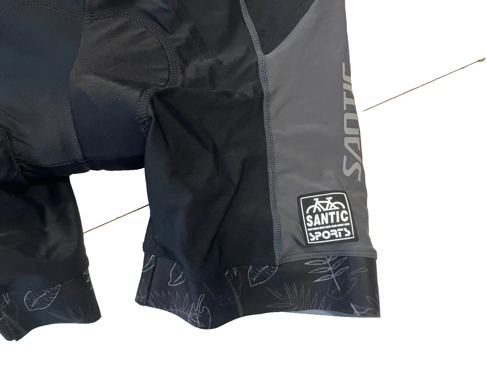 SANTIC SPORTS Negro/Gris Spandex ACOLCHADO CICLISMO BABEROS Bicicleta Carreras Gimnasio Pantalones Cortos Talla S Foto 2 de 4