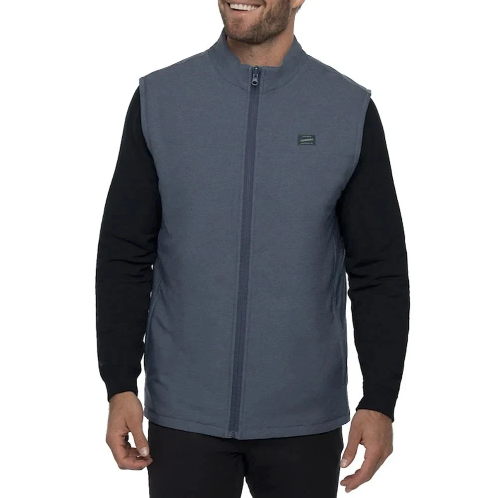 NWT TRAVIS MATHEW Clear Cut Reversible Vest Full Zip Insigna Blue Vintag Green S