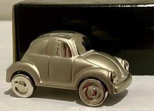 Quartz Clock Desk Vw Volkswagen Beetle Bug Silver Metal Paperweight Mini Toy Car
