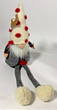 NWT Mud Pie Gnome Christmas Dangle Leg Gnome Shelf Ledge Polka dot Plaid