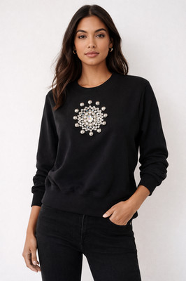 Christopher Kane Black Embellished Sweatshirt Size S Crystal Stud Made Italy