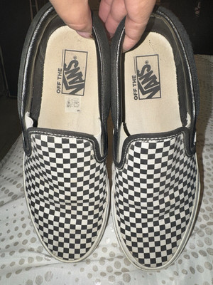 VANS Slip-On Checkerboard Black/White Canvas Low Top Sneaker Men s