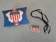 Longaberger 2003 Proudly American pewter enameled Shield tie on NEW