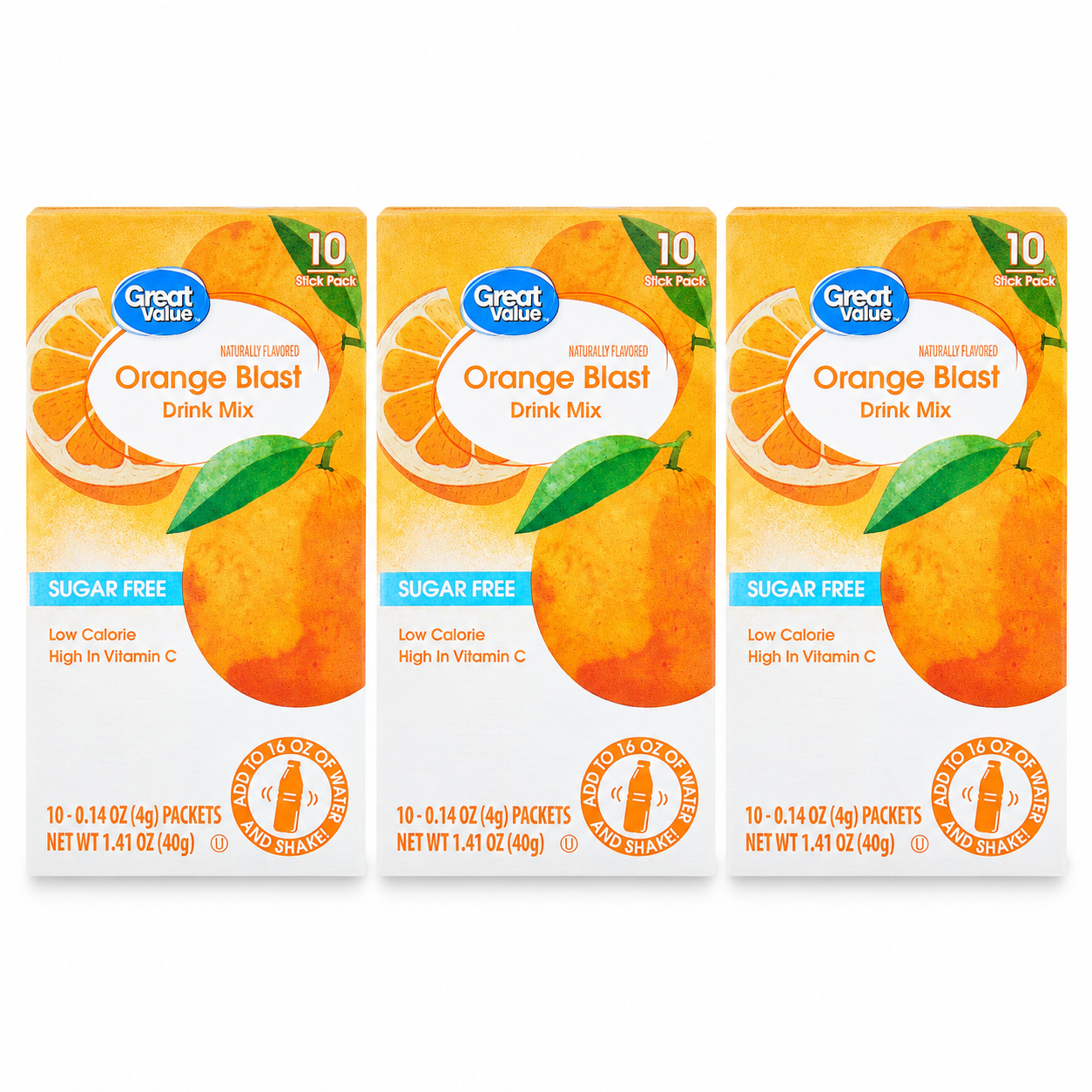 Packet Brousr Great Value Orange Blast Drink Mix 30 Packets | 3 Boxes of 10 | On the ...