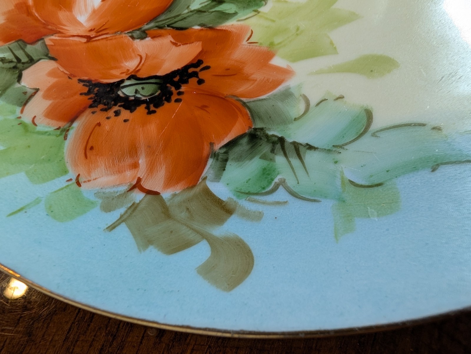 Antique Poppy Porcelain Plate