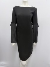 Tahari ASL Sylvia Dress Black Pleated Sleeves NWT $205.00 Stunning Size 10