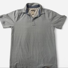 Ariat Modern Fit Men's Small Light Blue Abstract Polo Shirt Short Sleeve Collar  