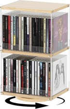 2-Tier Rotating CD Tower, 40 Capacity Rotating CD Storage Rack