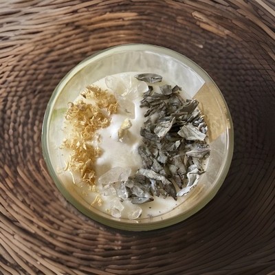 Handmade Organic Vegan Soy Candle - Purifier Palo Santo, Sage & Clear Quartz