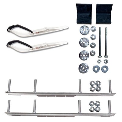 C&A Pro White Razor Snowmobile Skis w/ 7.5'' Shaper Bars Complete Kit Polaris