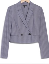 NEW 598 Rag Bone Elvy Chevron Crop Blazer Navy Multi Women s Size 6