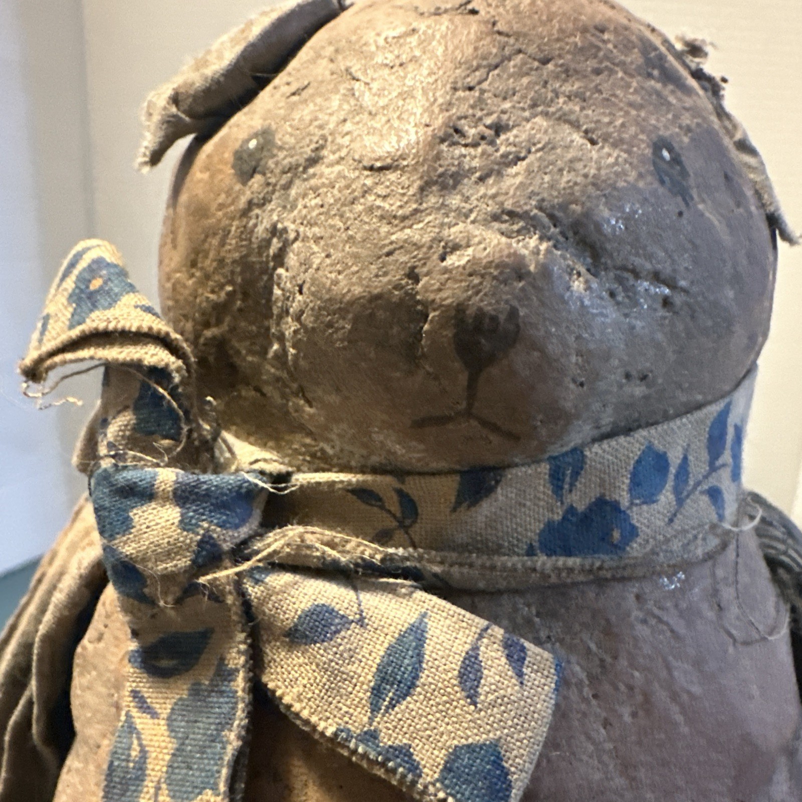   WORN WITH LOVE 9" SHELF SITTER PRIMATIVE TEDDY BEAR Signed BY Artist  A Wobler