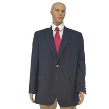New Chaps Navy 44L Blue 100 Wool Jacket Blazer Sport Coat Gold Buttons