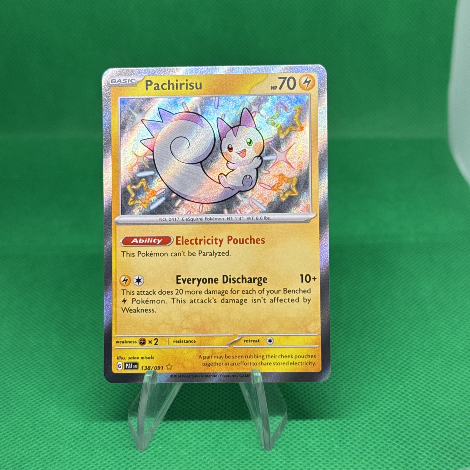 Pachirisu Shiny Rare SV: Paldean Fates 138/091 NM