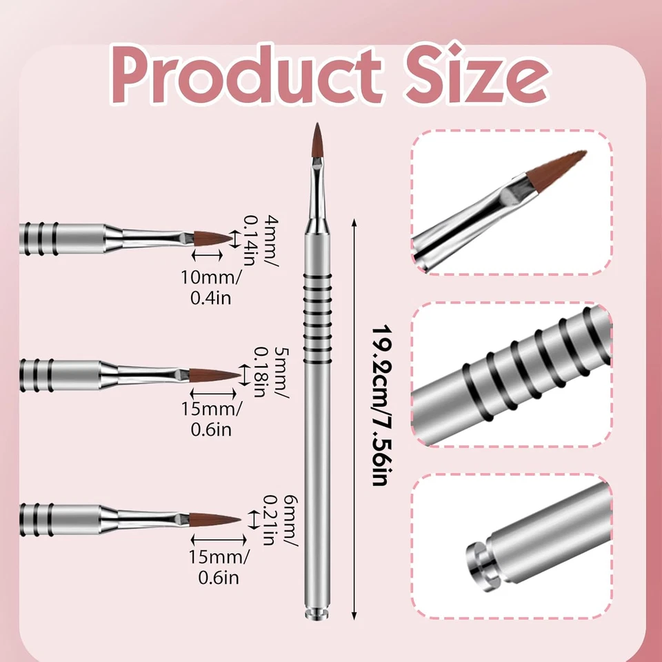 3 Pack 3D Flower Brush for Acrylic Nail Brush #2#4#5 Kolinsky Nail Art Brushes f - Image 2 of 4