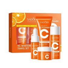 Vitamin C Skincare Set Cleanser Toner Serum Cream Travel Face Kit Daily Routine
