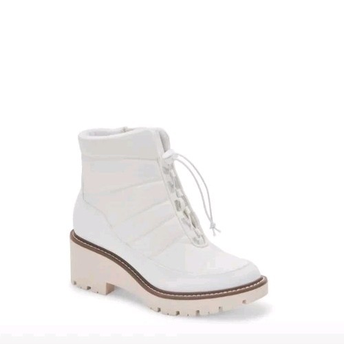 SAOLA Stivali margherita biondo 9M bianchi impermeabili zip laterale regolabile pizzo suola ansa anteriore