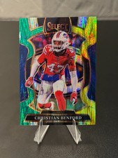 2025 Panini Select Concourse Christian Benford #84 Green & Yellow Shock Prizm