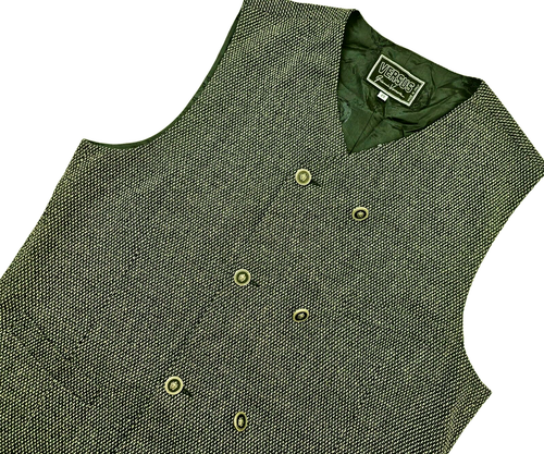 *HOT ITALY UNISEX VERSUS GIANNI VERSACE VIRGIN WOOL BEIGE BLACK VEST Jacket 38 S - Picture 3 of 17