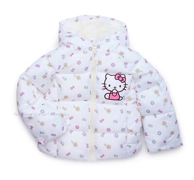 Hello Kitty Girls Puffer Jacket Coat Hoodie Size 2 3 4 5 Toddler 2T 3T 4T 5T NWT