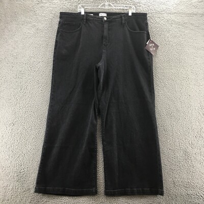 Ava & Viv Wide-Leg Jeans Womens 20 (actual 44x31) Black Cotton Blend Hi-Rise NEW