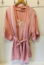 Victoria's Secret Gold Label Cami Robe Kimono Peignoir Nightie Set Pink Med Vtg