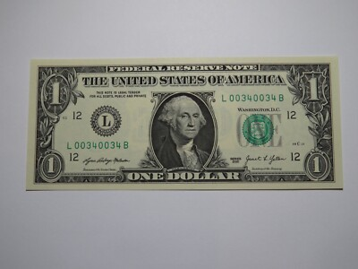#ad $1 2021 Fancy Repeater Serial Number Federal Reserve Currency Bank Note Bill 034 $80.99
