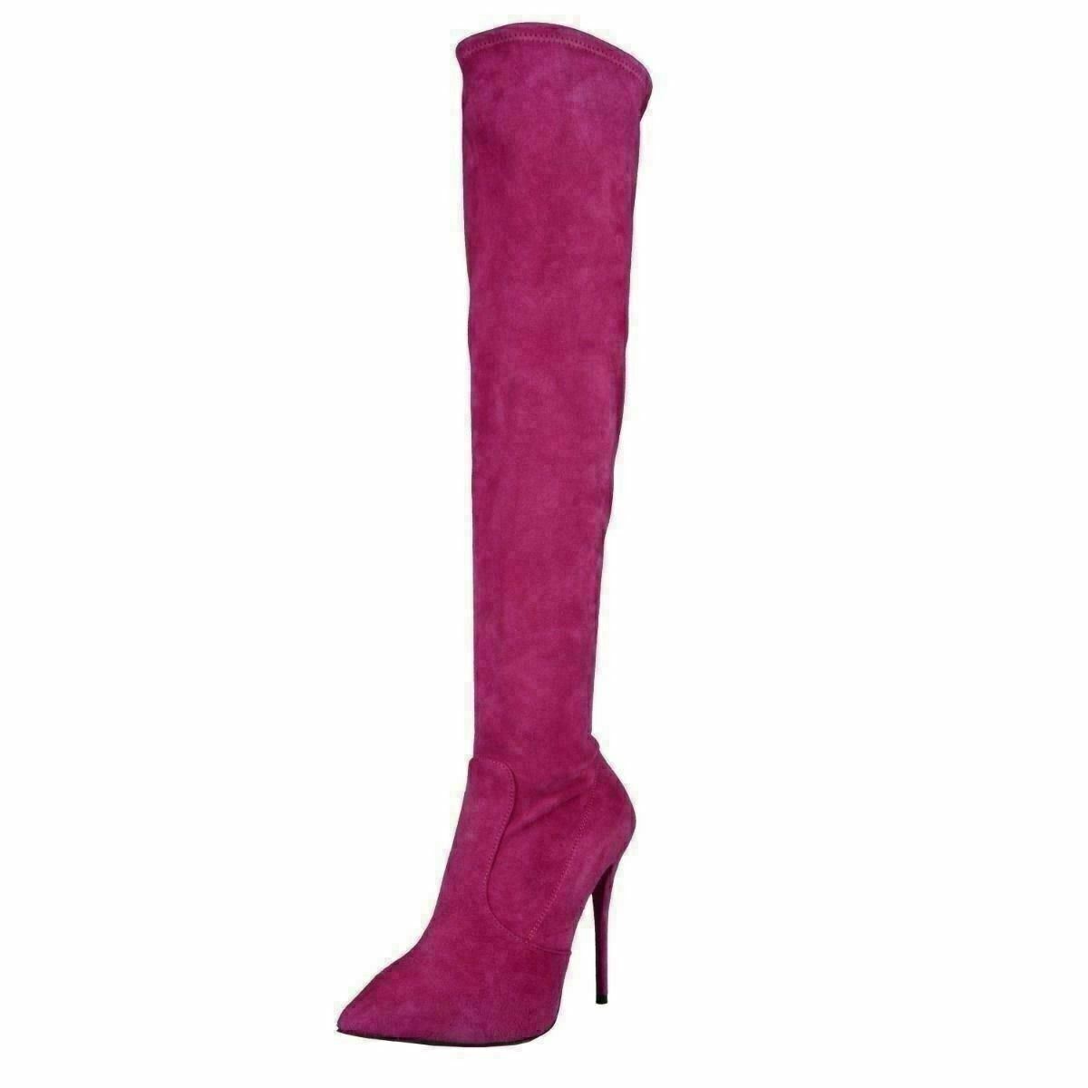 Дизайнерские фиолетовые замшевые сапоги-стрейч на высоком каблуке от Giuseppe Zanotti размер US 55 IT 355 93790₽