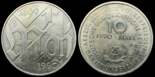 GDR 1990 10 MARK 1ST OF MAY VERY NICE OLD COIN - Picture 1 of 2