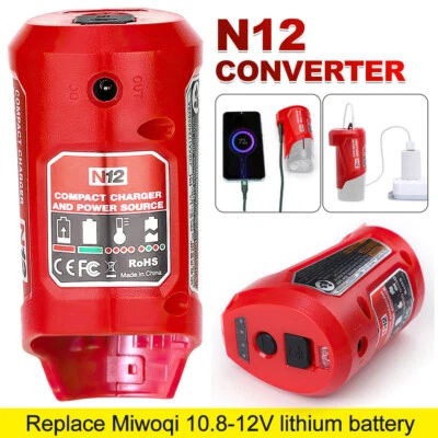 Charger USB Adapter For Milwaukee M12 Heated Jacket Battery 48-59-1201 Replace