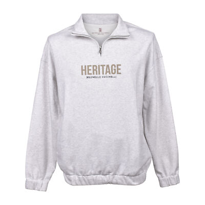 BRUNELLO CUCINELLI MEN'S ATHLETIC STYLE 1/4 ZIP CASUAL LOGO SWEATSHIRT/PULLOVER