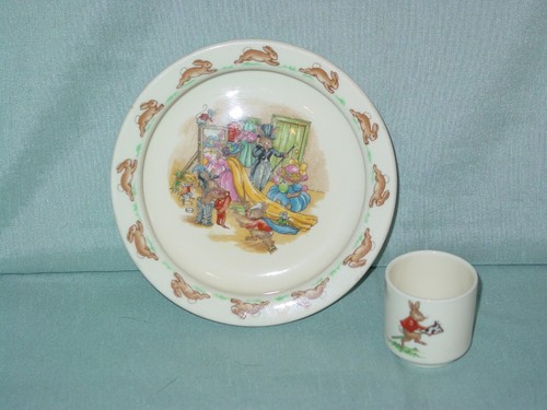 Vintage Royal Doulton Bunnykins Child's Cereal Bowl & Egg Cup - Picture 4 of 8