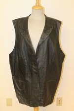 WOMENS ADRIAN JORDAN VINTAGE BLACK LEATHER VEST SZ 26/28