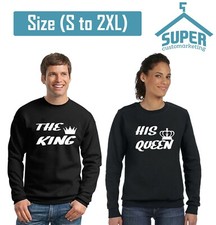 Hecho a mano EL REY o SU FAMILIA REINA CONJUNTO CUELLO REDONDO Sudadera BLANCA Letra