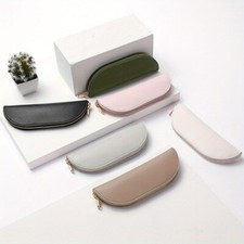1PC PU Leather Pencil Case Pen Bag with Zipper Lightweight Durable Stationery