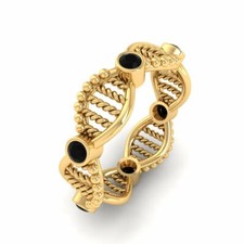 Black Onyx Helix Engagement Ring Science Jewelry DNA Wedding Band DNA Jewelry