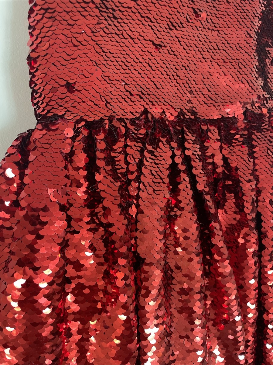 Authentic D&G Kids Girls Sequins Dress Red Party Sz 7/8 Dolce