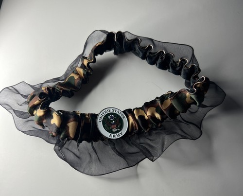 United States Army Camouflage Black Lace Wedding Garter 18p