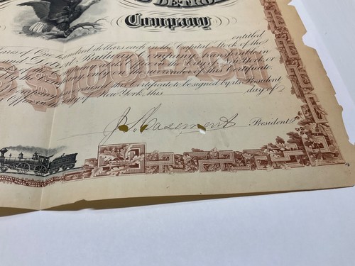 CIVIL WAR RAILROAD GENERAL JACK CASEMENT SGN RR SHARE 1880’S UNUSED BLANK 1884 - Picture 7 of 17