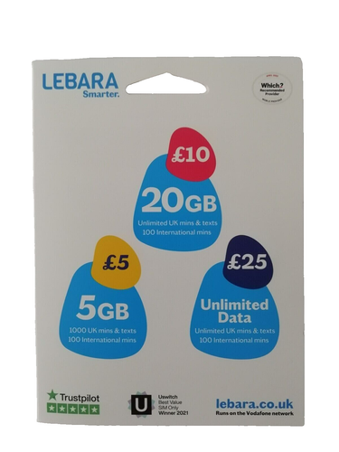 Brand NEW Latest Lebara Mobile UK Sim Card ,International Calls to 42 Countries - Zdjęcie 6 z 6