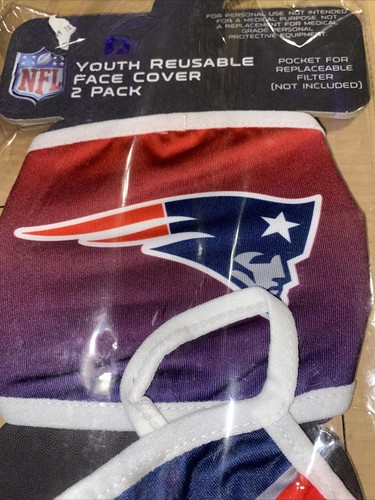 NEW | NFL PATRIOTS FOOTBALL 2-Pack Reusable Face Coverings YOUTH - Picture 5 of 5