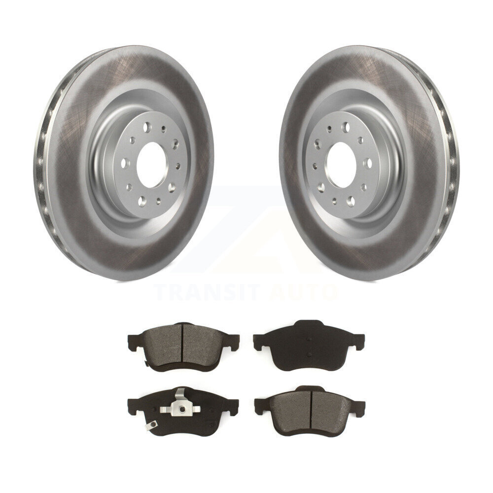 Front Coated Disc Brake Rotors And Semi-Metallic Pad Kit For 2014-2020 Fiat 500L