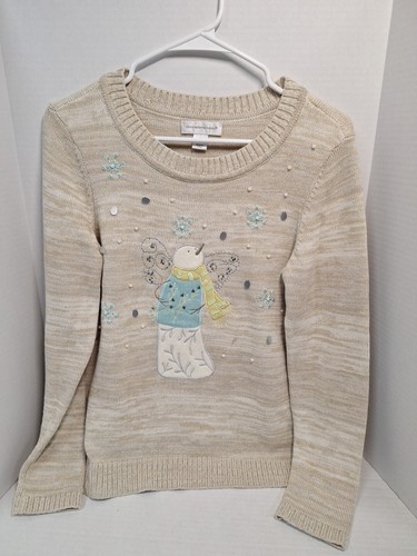 Christopher & Banks Snowman Sweater, Size Small, Cotton Blend, Long Sleeve...